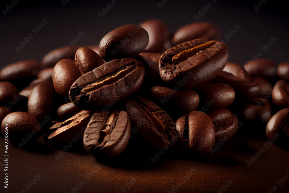 Eine Reihe von frisch gerösteten Kaffeebohnen auf weißem Hintergrund - Generative Ai Eine Reihe von frisch gerösteten Kaffeebohnen auf weißem Hintergrund - Generative Ai