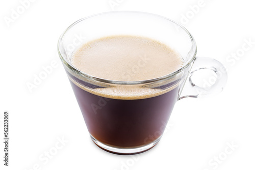 Coffee drink espresso in a glass on a white isolated background