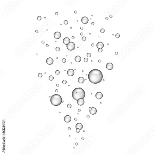 Underwater fizzing air bubbles on white background - stock vector