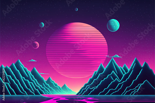 80s style background wallpaper - negative space background - free space wallpaper created with Generative AI technology