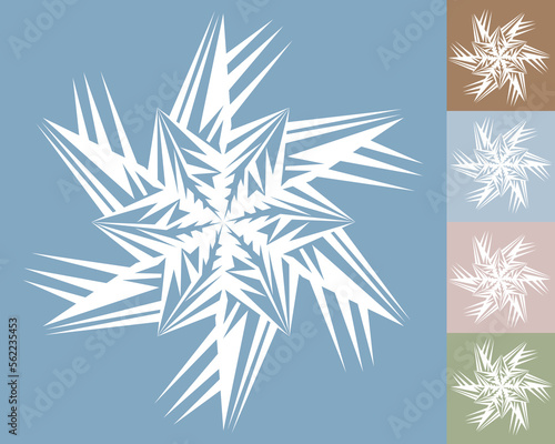 Hexagonal snowflake. A unique author's snowflake to decorate the winter holidays. Vector image of a Christmas symbol.