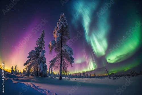 bright arctic polar Aurora borealis  northern lights  activity in Generative AI