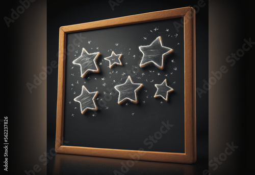 A+ Achievement: AI-Generated Render of a Perfectly Illuminated Chalkboard with Stars Highlighting Success and Motivation photo