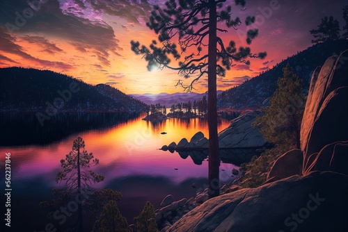 California's mystical Big Bear Lake Generative AI photo