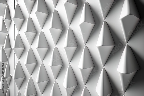 Tiles of pure white form a futuristic mosaic. Diamond-shaped, semiglossy block background. Generative AI