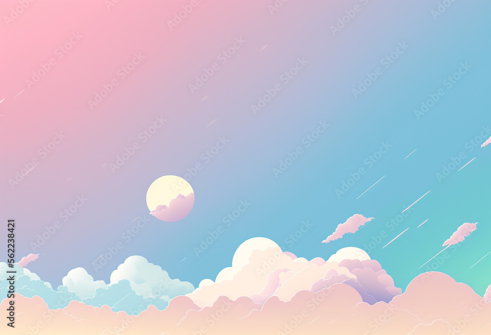 Ai-Generated Render of a Soft, Muted Pastel Dreamscape - obrazy, fototapety, plakaty 
