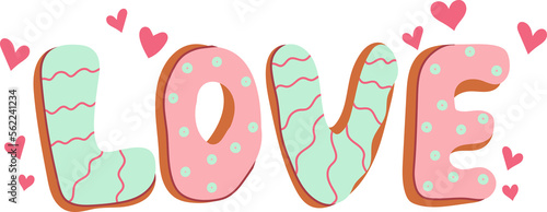Valokuva Love text in the form of cookies with icing