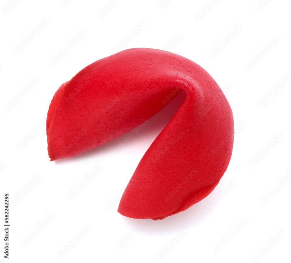 Red fortune cookie on white background. Valentine's Day celebration Red fortune cookie on white background. Valentine's Day celebration