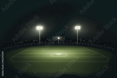 soccer field in night with spotlight. Generative AI