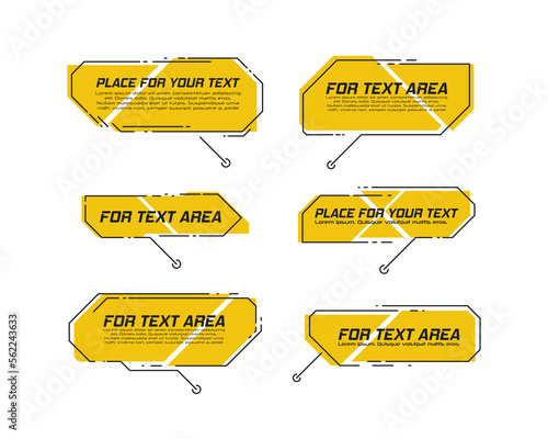 Digital callouts titles. Set of HUD futuristic sci fi frame template. Layout element for web, brochure, presentation or infographics.
