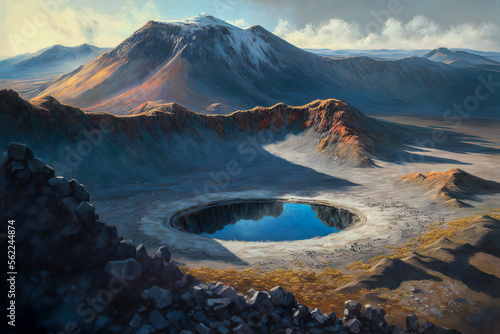 Crater in the middle of a desert. Generative AI. © OPPERMAN