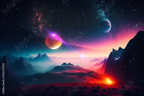 night starry sky and moon nebula and stars flare light background generated ai