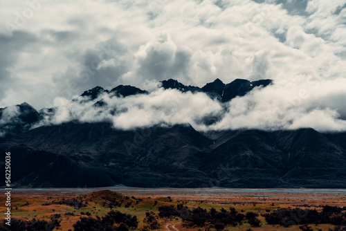 Clouds and Mountain Peaks Poking Through in New Zealand