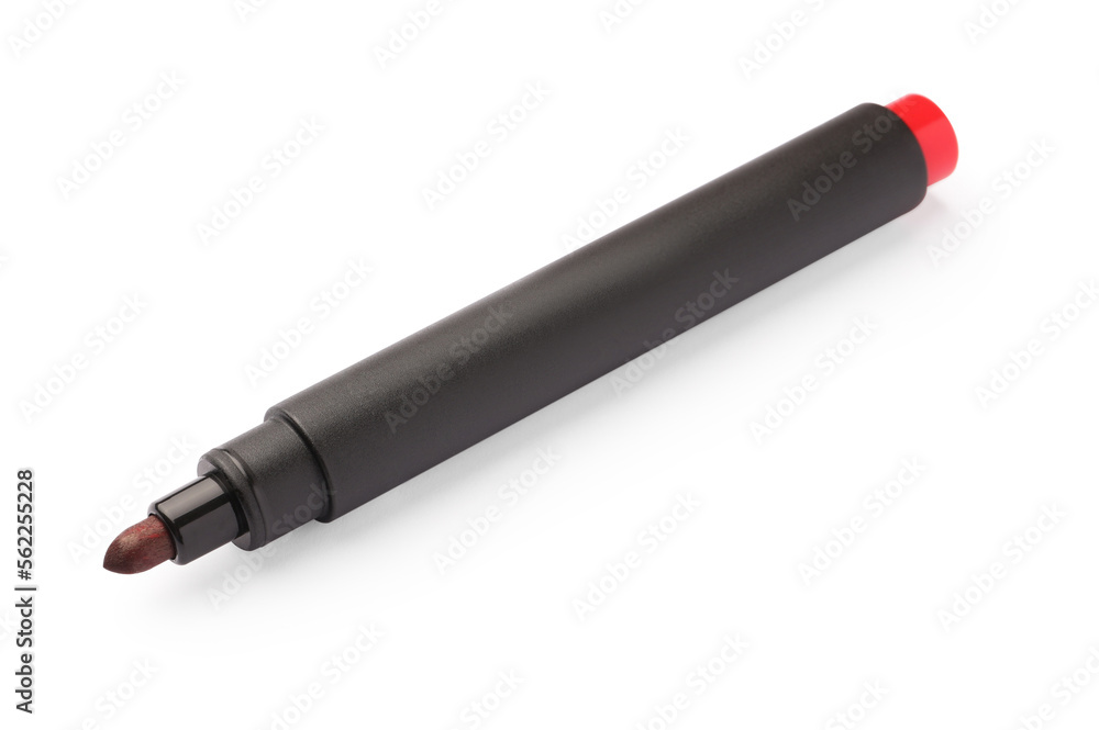 Bright red marker isolated on white. School stationery Bright red marker isolated on white. School stationery