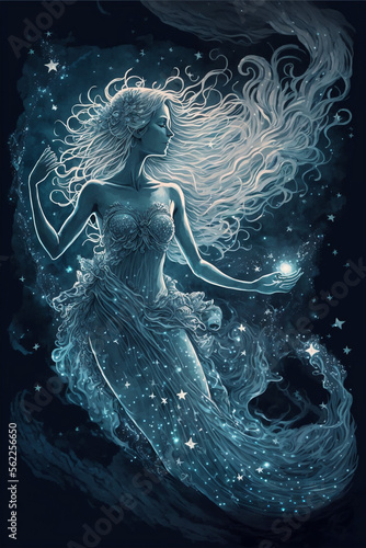 mermaid in the night, using generative ai