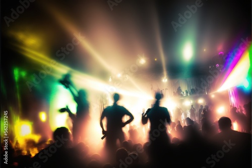 A blur photo of people in a party  lights  drunk vision  halluciongen vision  Generative AI