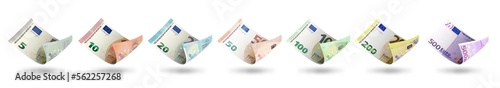 Set of Euro notes denomination. 3d illustration photo