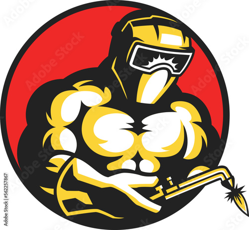 A Muscular Man Welding Logo Design