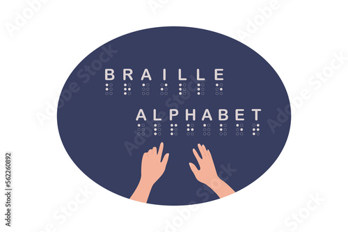 Braille alphabet, reading code for blind. Flat illustration.