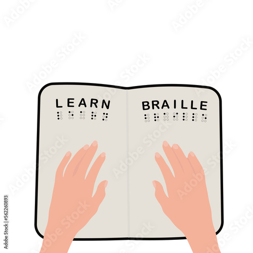 Learn Braille. Reading  Braille code signs with hands.