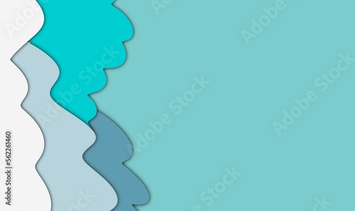 Abstract Blue Paper Cut Background With Simple Shapes. Modern Illustration For Concept Design. Realistic 3D Layered Object