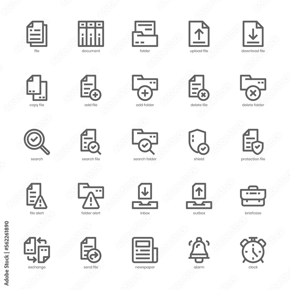 File and Document icon pack for your website, mobile, presentation, and logo design. File and Document icon outline design. Vector graphics illustration and editable stroke.