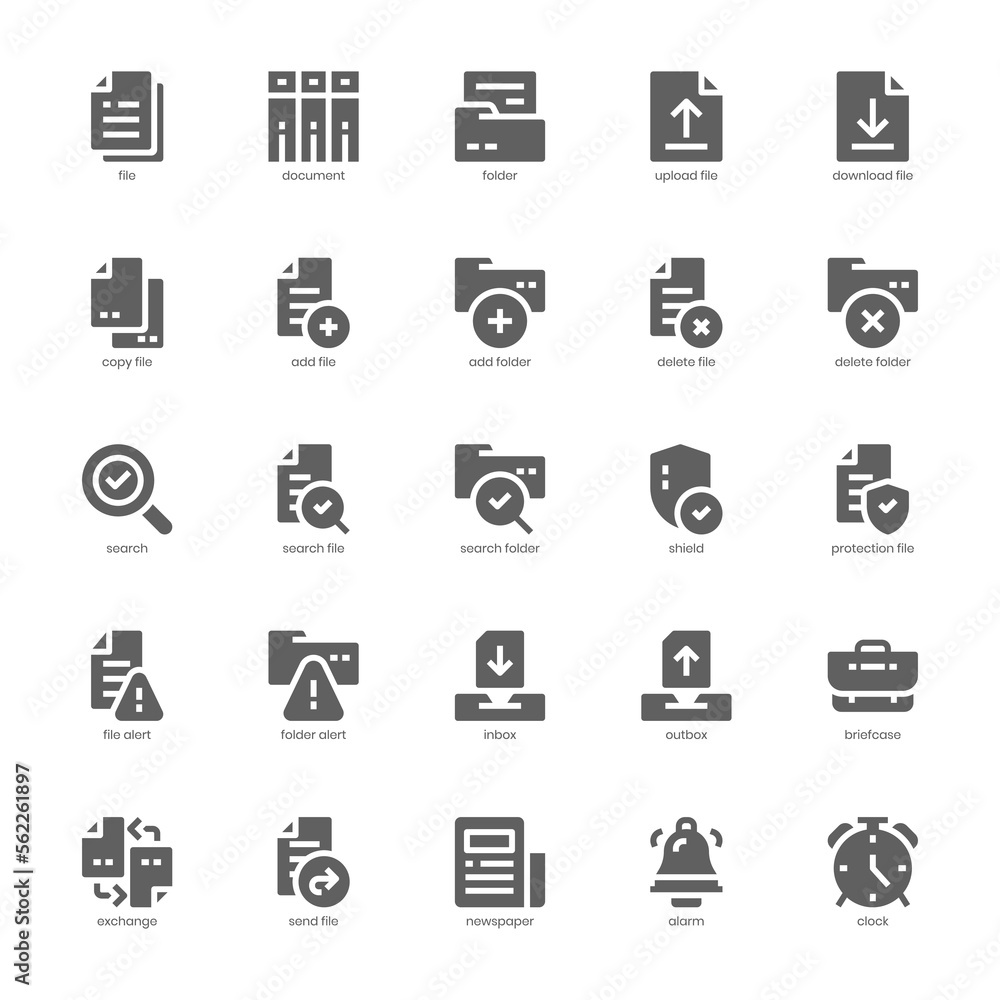 File and Document icon pack for your website, mobile, presentation, and logo design. File and Document icon glyph design. Vector graphics illustration and editable stroke.