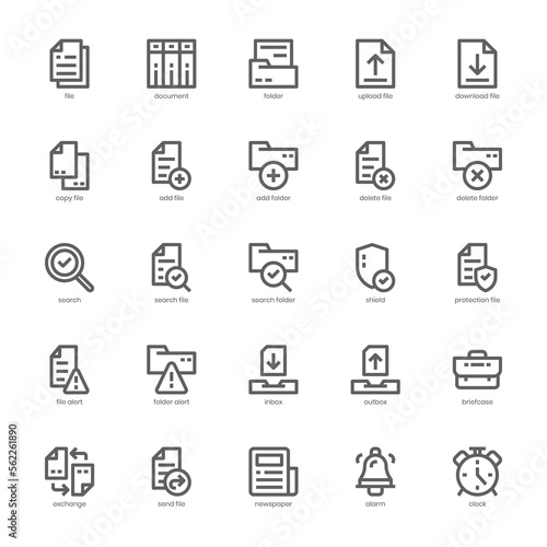 File and Document icon pack for your website, mobile, presentation, and logo design. File and Document icon outline design. Vector graphics illustration and editable stroke.
