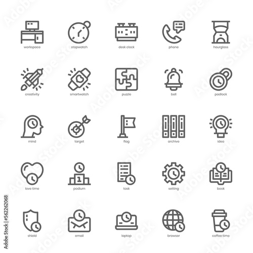 Productivity icon pack for your website, mobile, presentation, and logo design. Productivity icon outline design. Vector graphics illustration and editable stroke.