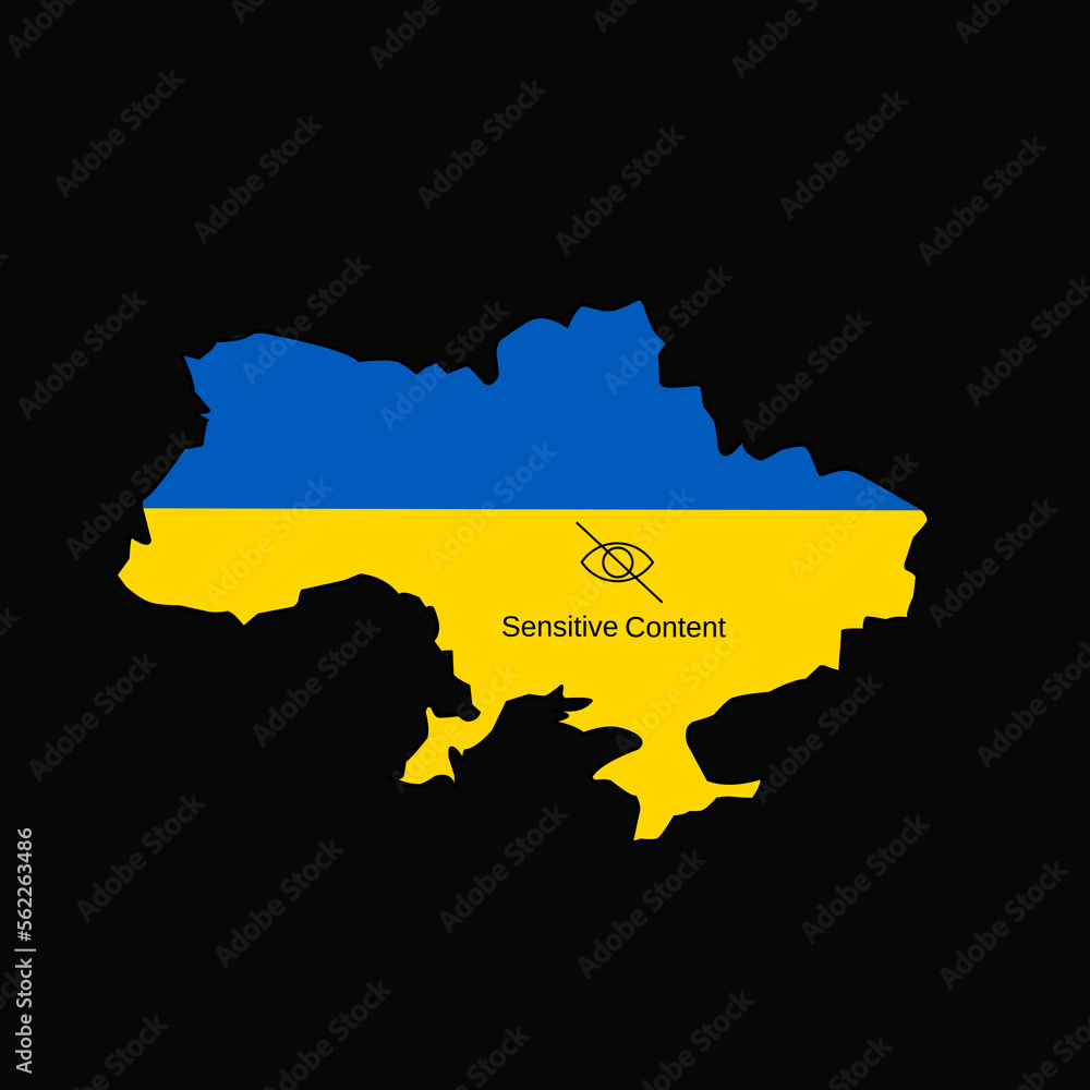 illustration vector of ukraine map with note sensitive content perfect for print,apparel,etc