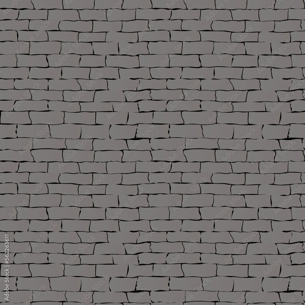 Obraz premium Block brick wall seamless pattern texture background. Vector illustration. Abstract background of brick masonry, running masonry, texture of a dark grey brick wall.