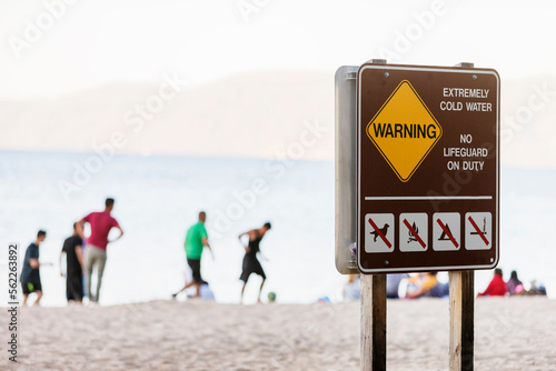 A warning sign at Lester Beach, D. L. Bliss State Park, Lake Tahoe. photo