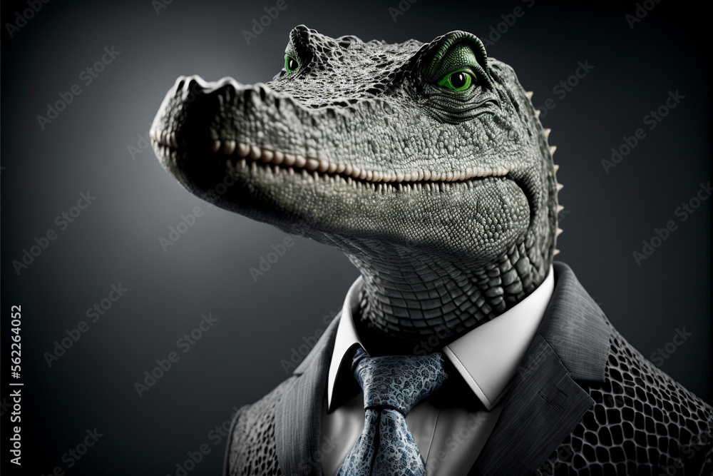 Tough Crocodile in a Custom-tailored Suit and Tie ilustración de Stock ...
