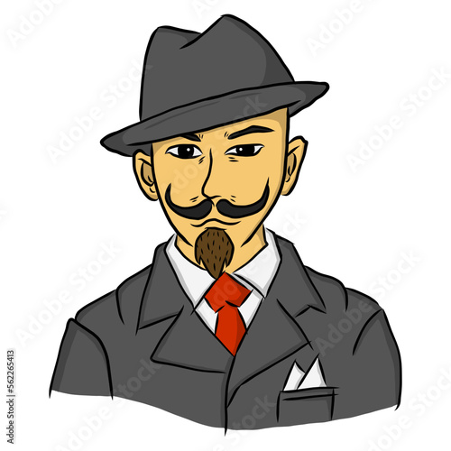 man with hat. gangster cartoon