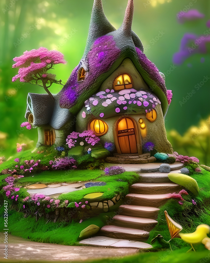 fairy house in forest fantasy 