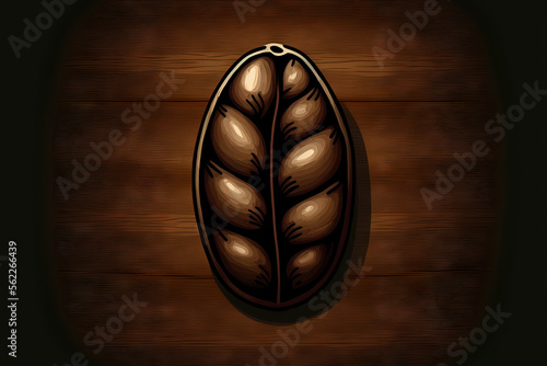 coffee bean on a background of dark wood. a top view. Generative AI