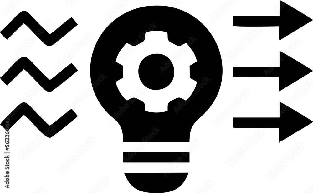 Idea icon symbol in black, creative inovation bulb symbol vector image Idea icon symbol in black, creative inovation bulb symbol vector image