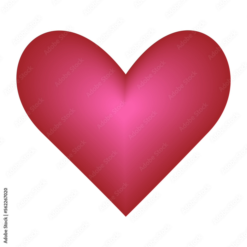 Abstract bright voluminous luminous heart for Valentines Day in trendy red shades. Design for cards
