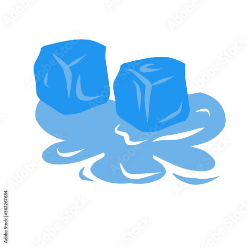 vector illustrations of wet melting ice cubes 