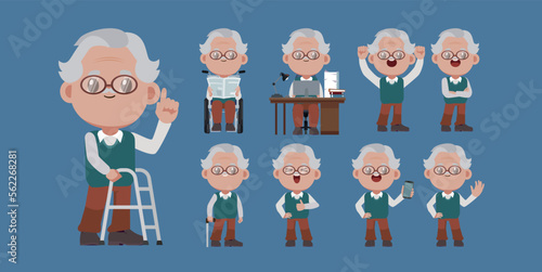 Old people with different poses