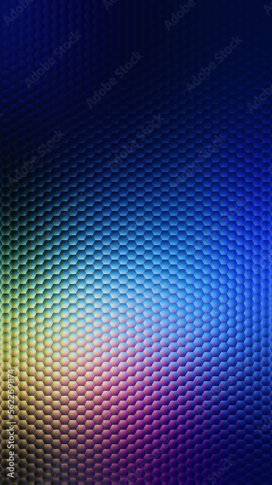 Illustration of colorful background with hexagon mosaic and added effects Illustration of colorful background with hexagon mosaic and added effects
