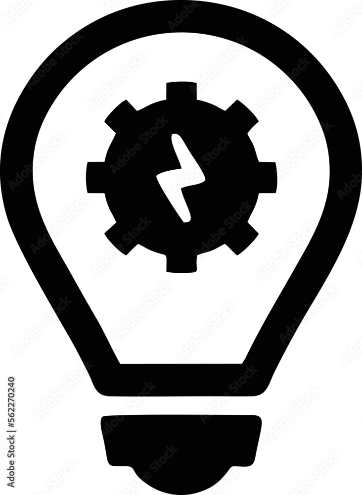 Idea icon symbol in black, creative inovation bulb symbol vector image