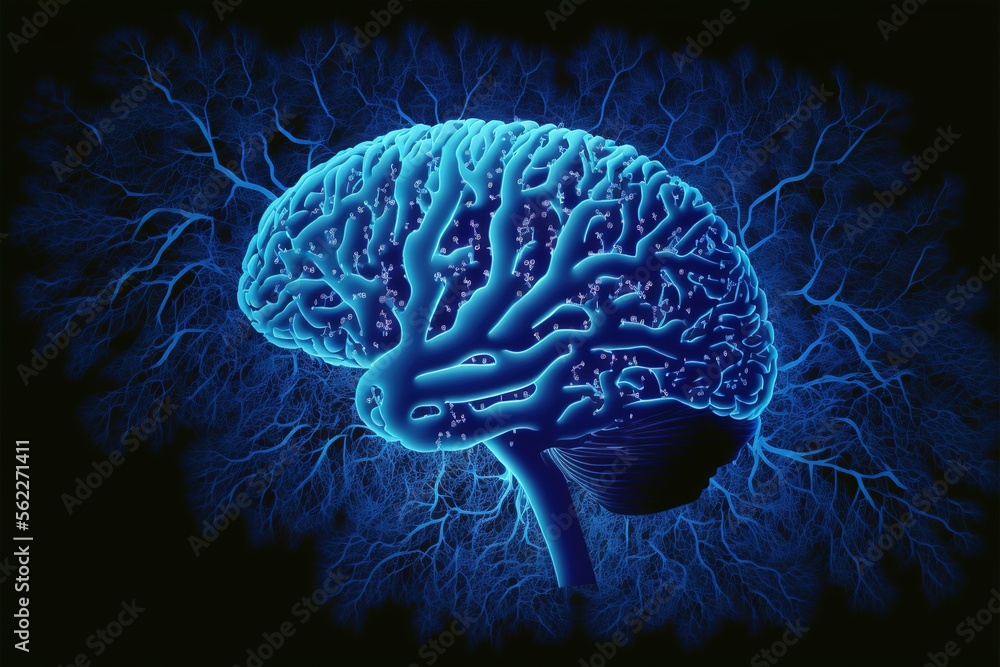 3D medical Brain concept for business and neuroscience approaches created with generative ai technology 3D medical Brain concept for business and neuroscience approaches created with generative ai technology