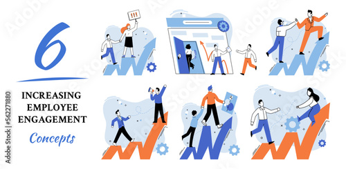 Business concepts human resourses HR department, increasing employee engagement, worker performance evaluation. Personal staff training for business development, motivation for evolution of initiative