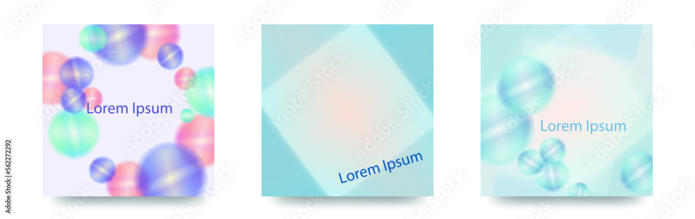 Obraz premium 広告 カバーに使えそうな キャンディーイラストの ベクターグラデーション正方形テンプレートカードセット/ボール/DM/名刺