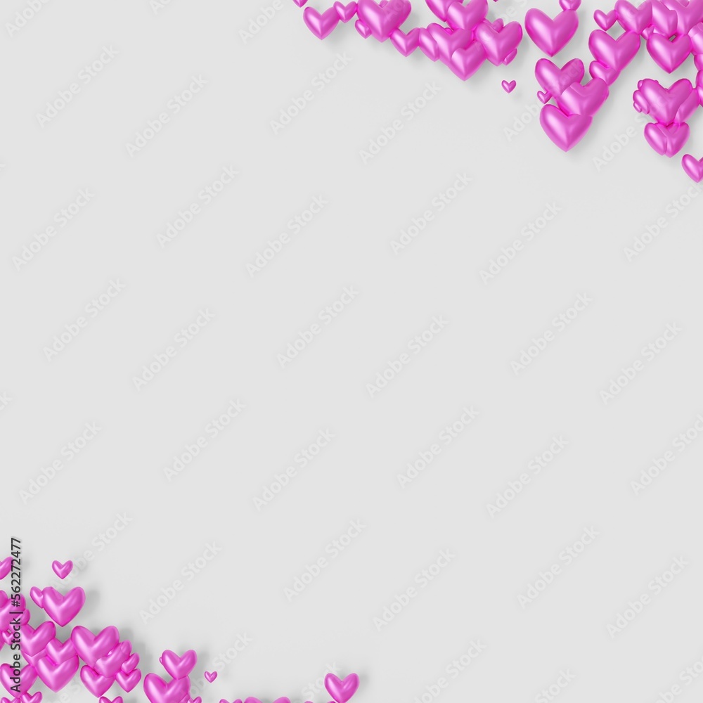 Valentine's Day Background Frame with pink hearts (3D Rendering)