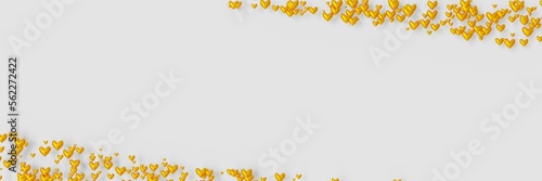 Valentine's Day Background Frame with gold hearts (3D Rendering) © A