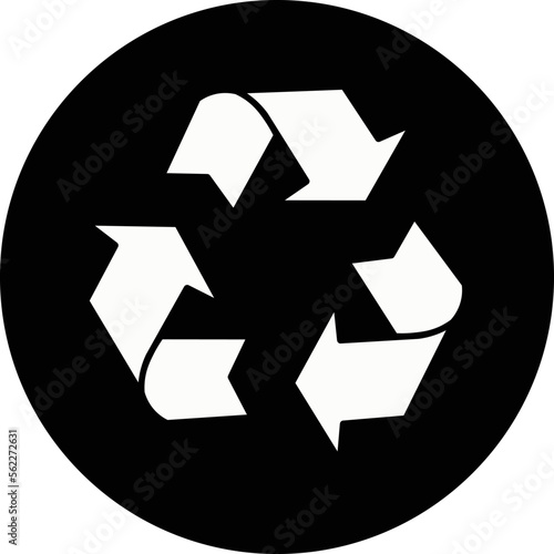 Black minimalistic recyclable logo with transparent background, recycle icon