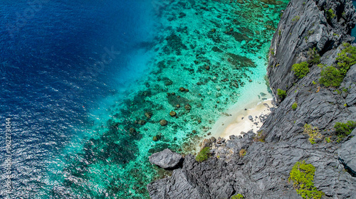 A Secret Beach Hidden Below Cliff In El Nido, Palawan, Philippines