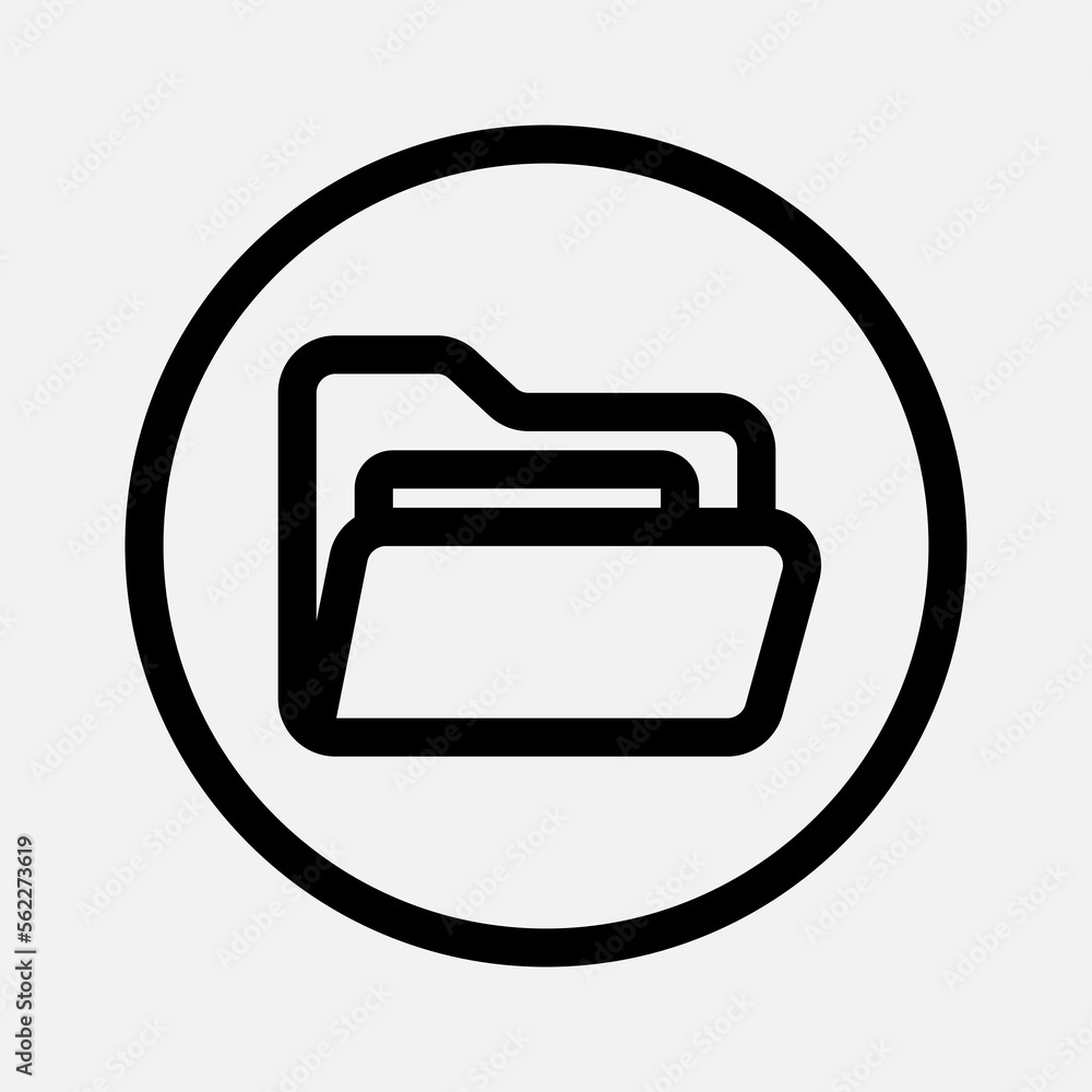 Folder icon in line style about essentials, use for website mobile app presentation Folder icon in line style about essentials, use for website mobile app presentation